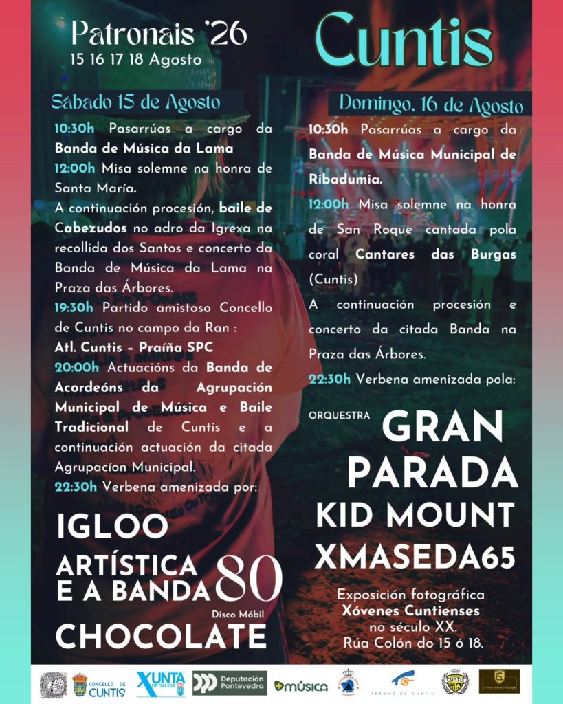 Programa de Cuntis 2026 para el 15 y 16 de agosto