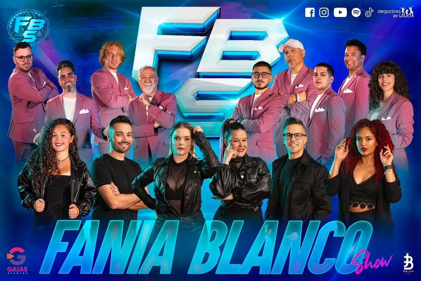 Foto de grupo de la Orquesta Fania Blanco Show con todos sus componentes para la temporada 2026