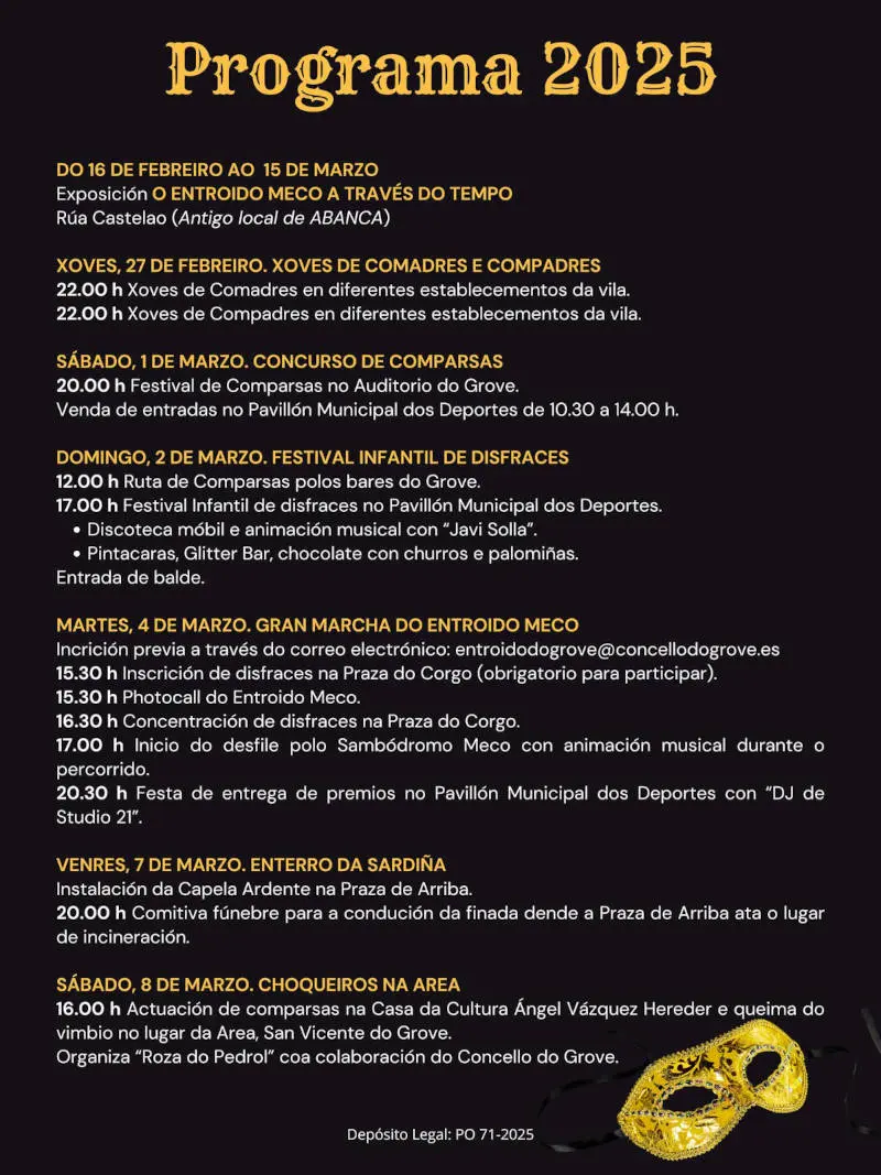 Programa del Carnaval do Grove 2025 - Fechas y Eventos